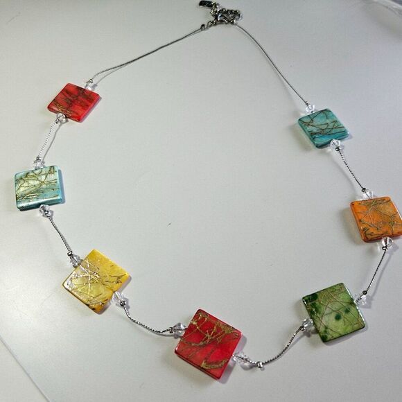 You & I silver tone colorful shell necklace - Picture 15 of 15